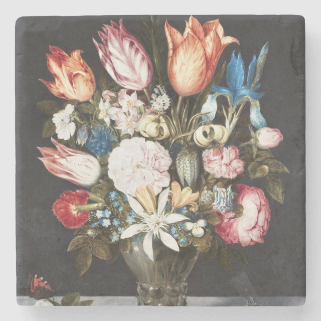 Bosschaert Blume im Glasbarock Steinuntersetzer (Vorderseite)