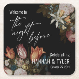 Bosschaert's "Blume in einem Glas" Die Nacht vor Rechteckiger Pappuntersetzer