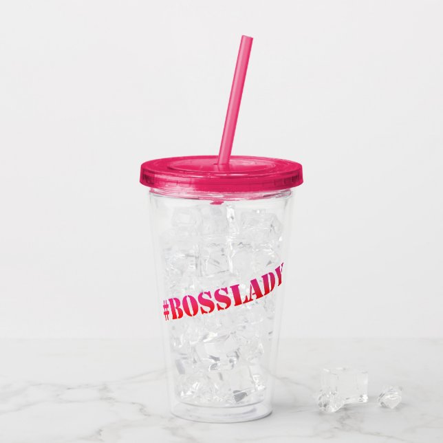 #Bosslady - Fun Girlpower Quote Acryltrinkbecher (Rückseite Ice)