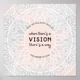 BossLady Regeln 4 Pink Gray Mandala Motivierend Poster