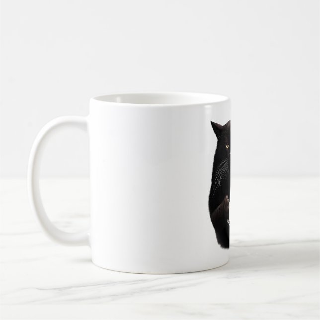 Bossy Black Cat Kaffee Thumbs Up Kaffeetasse (Links)