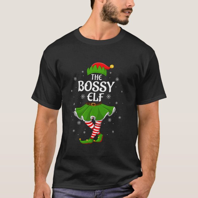 Bossy Elf Christmas Family Girls Women Elf Squad X T-Shirt (Vorderseite)