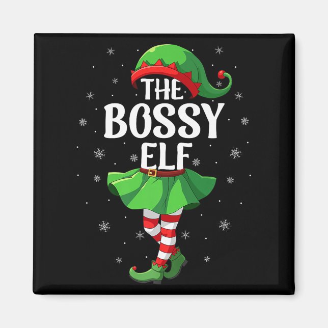 Bossy Elf Christmas Girls Women Elf Squad Xmas Fam Magnet (Vorne)