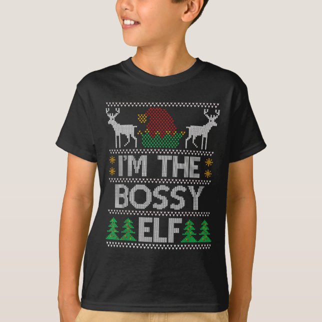 Bossy Elf Matching Family Group Christmas Party Pa T-Shirt (Vorderseite)