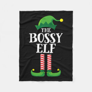 Bossy Elf Matching Family Group Weihnachts Party P Fleecedecke