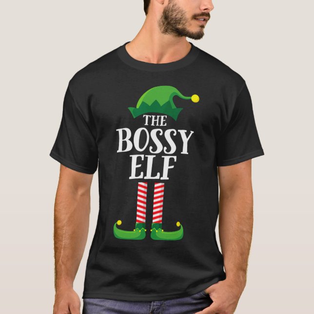 Bossy Elf Matching Family Group Weihnachts Party P T-Shirt (Vorderseite)