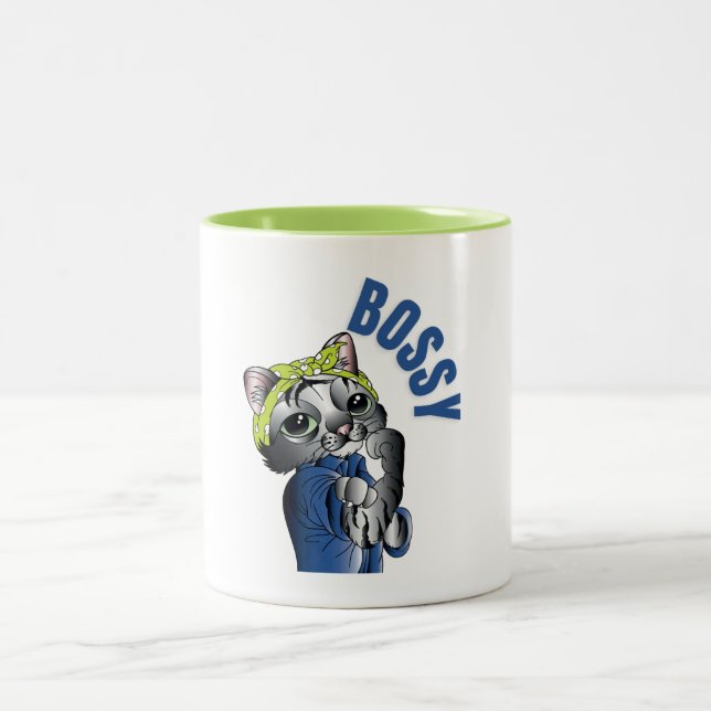Bossy. Entdecken Sie die vielen Stimmungen der Kat Zweifarbige Tasse (Mittel)