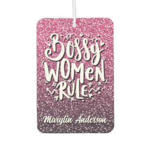 BOSSY FRAUEN RULE CUSTOM GLITZER TYPOGRAPHIE AUTOLUFTERFRISCHER