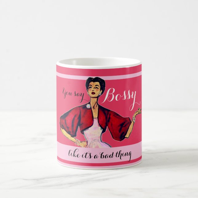 Bossy Gal Retro Pink Kaffeetasse (Mittel)
