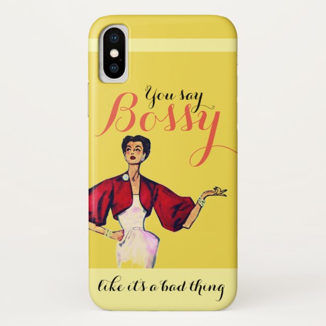 Bossy Gal Retro Yellow Case-Mate iPhone Hülle (Rückseite)