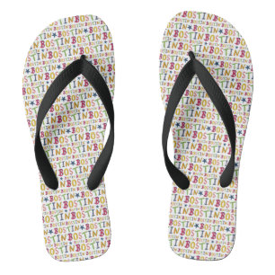 Bostin Black Country Word Drehe Flop Beach Footwea Flip Flops