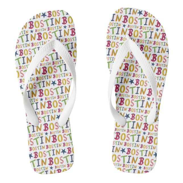 Bostin Black Country Word Drehe Flop Beach Footwea Flip Flops (Fußbett)