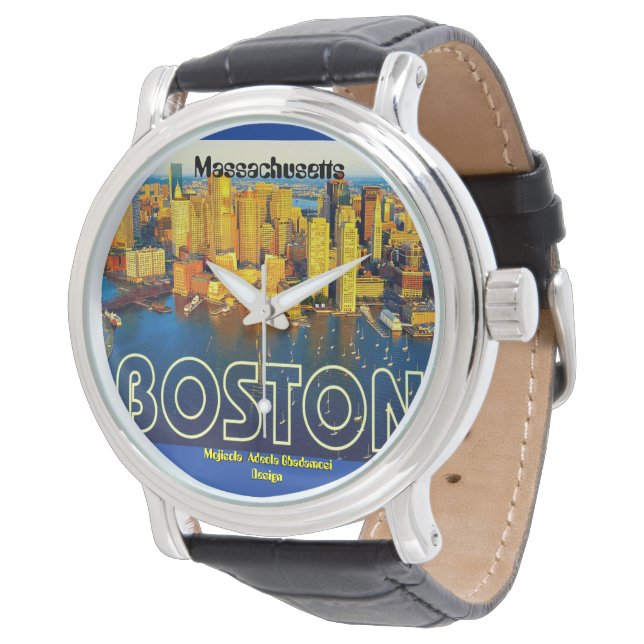 boston 2, Massachusetts - Customized Armbanduhr (Schrägansicht)