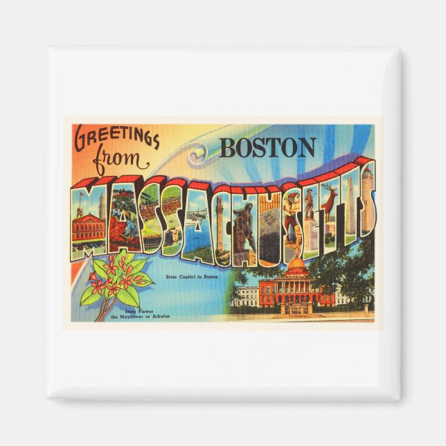 Boston #2 Massachusetts MA Vintage Travel Souvenir Magnet (Vorne)