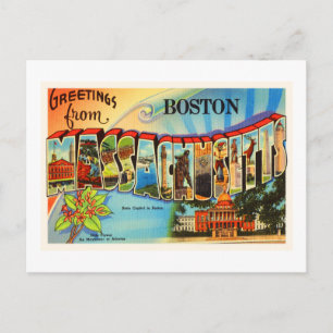 Boston #2 Massachusetts MA Vintage Travel Souvenir Postkarte