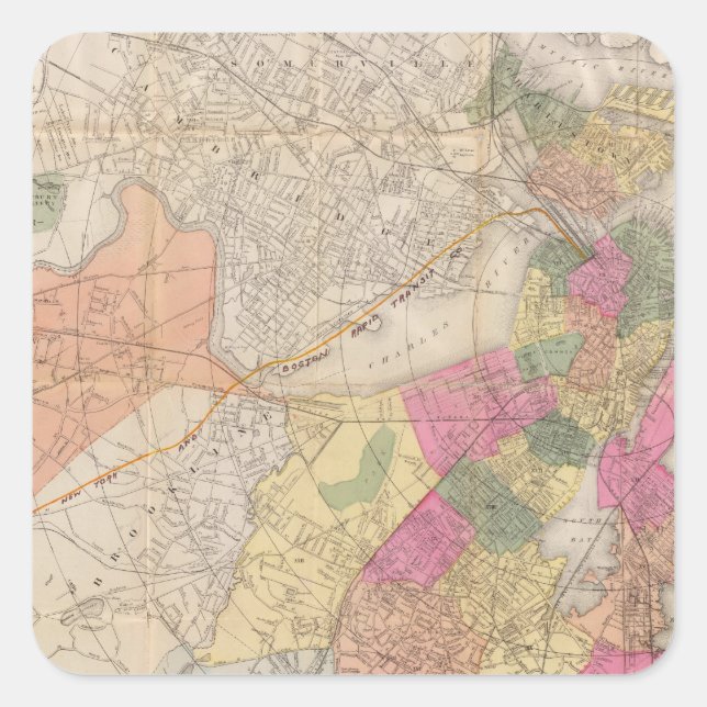 Boston 2 quadratischer aufkleber (Vorderseite)