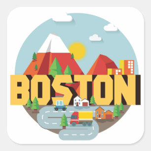 Boston als Bestimmungsort Quadratischer Aufkleber