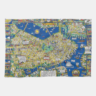 Boston alte vintage Stadtkarte USA Amerika Geograp Geschirrtuch