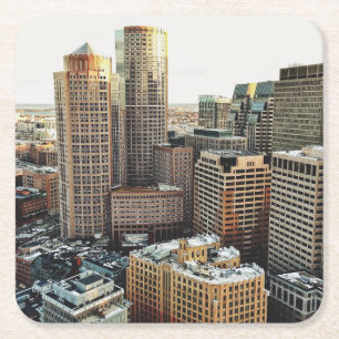 Boston-Ansicht Rechteckiger Pappuntersetzer