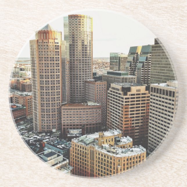 Boston-Ansicht Sandstein Untersetzer (Vorne)