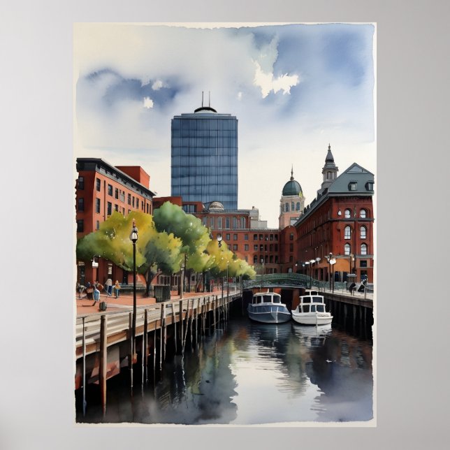 Boston Aquarell Poster (Vorne)