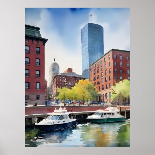 Boston Aquarell Poster (Vorne)