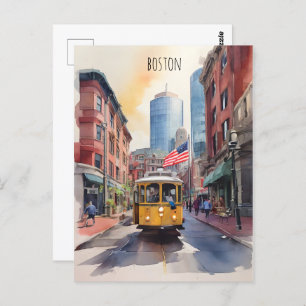 Boston Aquarell Postkarte
