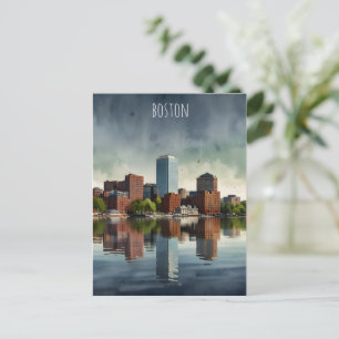 Boston Aquarell Postkarte