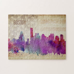 Boston, Aquarell-Stadt-Skyline MAs Puzzle