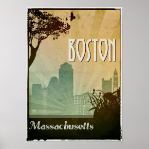 Boston Art Deco Design City Poster-Kunst Poster