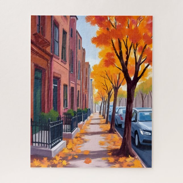 Boston Autumn Fall Foliage Watercolor Puzzle (Vertikal)