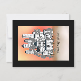 Boston Back Bay Sun Set Postcard Postkarte