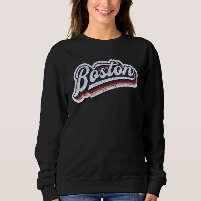 Boston Baseball Throwback u2013 Classic Retro Vint Sweatshirt (Vorderseite)