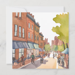 Boston Bike Ride | North End Watercolor MA Card