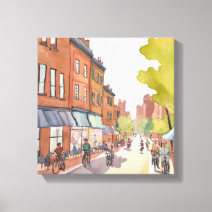 Boston Bike Ride   Wasser-Farbe im Nordende MA Leinwanddruck