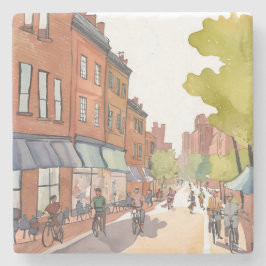 Boston Bike Tour | North End Aquarell MA Steinuntersetzer