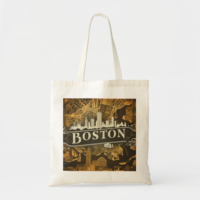 Boston, Boston Massachusetts City Skyline mit Kart Tragetasche (Vorne)
