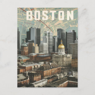 Boston, Boston Massachusetts Stadt-Skyline mit Kar Postkarte