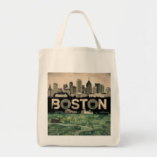 Boston, Boston Massachusetts Stadt-Skyline mit Kar Tragetasche
