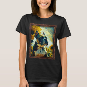 Boston Boxer Malerei Sonnenblumen Blume Mama Fraue T-Shirt