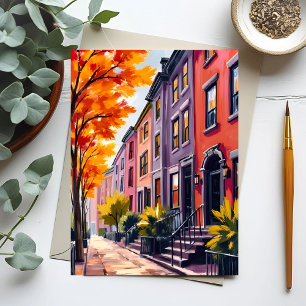 Boston Brownstones Aquarell Massachusetts Postkarte