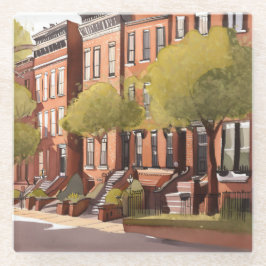 Boston Brownstones | Beacon Street Aquarell Glasuntersetzer