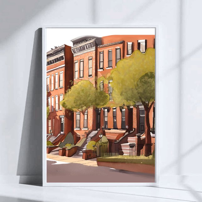 Boston Brownstones | Beacon Street Watercolor Art Poster (Von Creator hochgeladen)