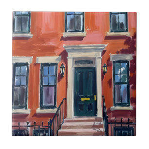 Boston Brownstones Massachusetts Aquarell Fliese