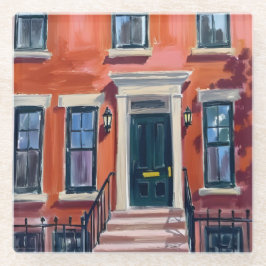Boston Brownstones Massachusetts Aquarell Glasuntersetzer