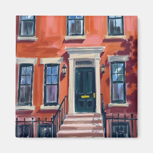 Boston Brownstones Massachusetts Aquarell Magnet