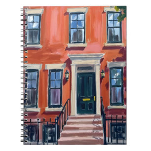 Boston Brownstones Massachusetts Aquarell Notizblock