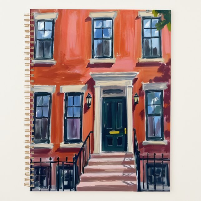 Boston Brownstones Massachusetts Aquarell Planer (Vorderseite)