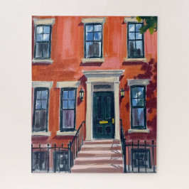 Boston Brownstones Massachusetts Aquarell Puzzle