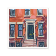 Boston Brownstones Massachusetts Watercolor
